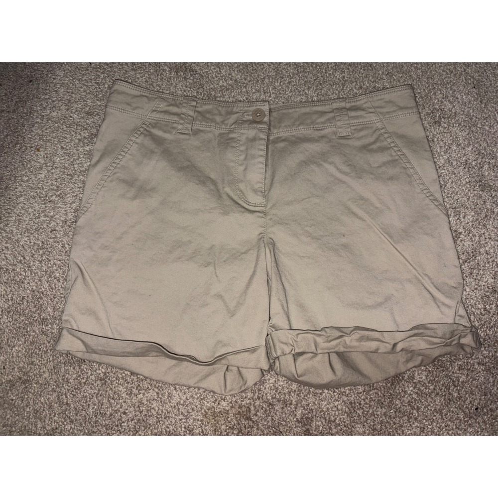 Tommy Bahama Womens Khaki Chino Shorts Size 8 Tan Cotton Blend Cuffed Twill